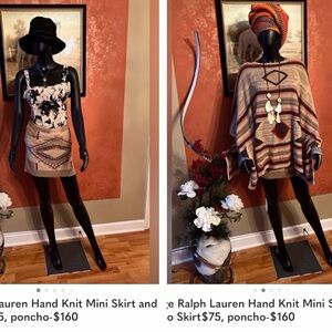 Vintage Ralph Lauren Hand Knit Mini Skirt and Poncho Skirt$75, poncho-$160